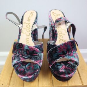 Sam Edelman Velvet Platform Heels – Floral Print – Women’s Size 8.5